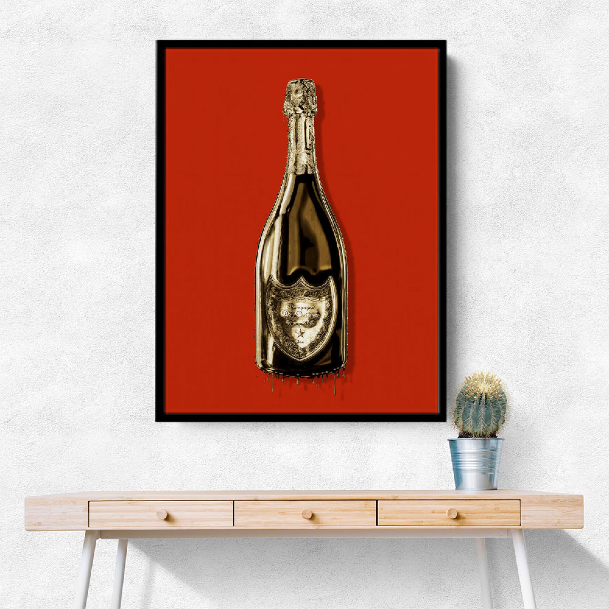 DP Dripping Gold on Red Wall Art